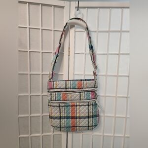 Vera Bradley Pastel Plaid Triple Zip Crossbody Bag